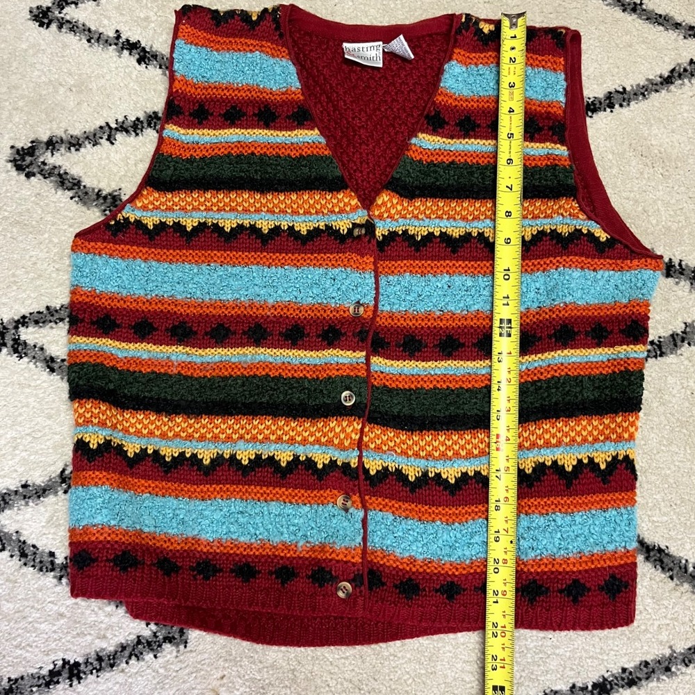 Vintage Hasting & Smith Women's Fair Isle Geometric Knit Sweater Vest Large - Picture 4 of 6